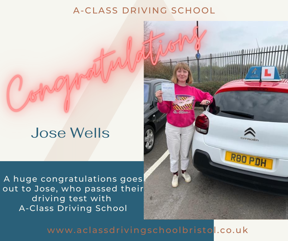 student passing their driving test with a-class driving school