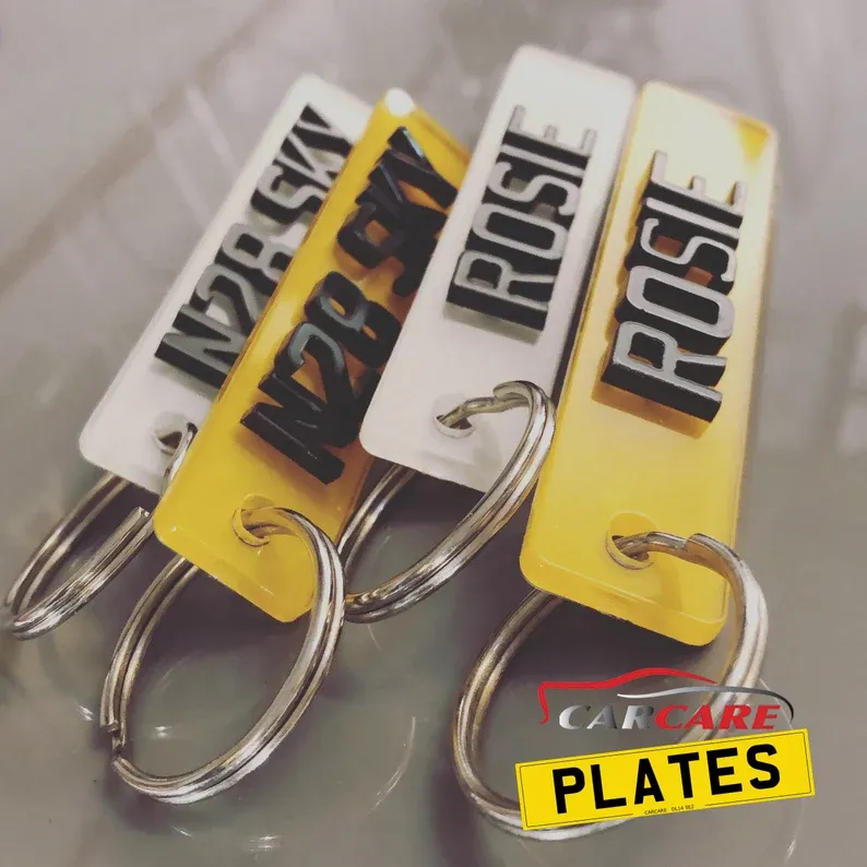 4d car registration plate key rings