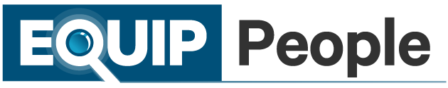 EQUIP People logo with blue and white text on a gray background