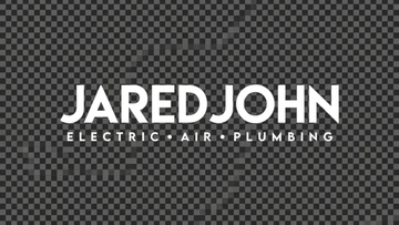 JARED JOHN logo in white with “ELECTRIC • AIR • PLUMBING” on a transparent background