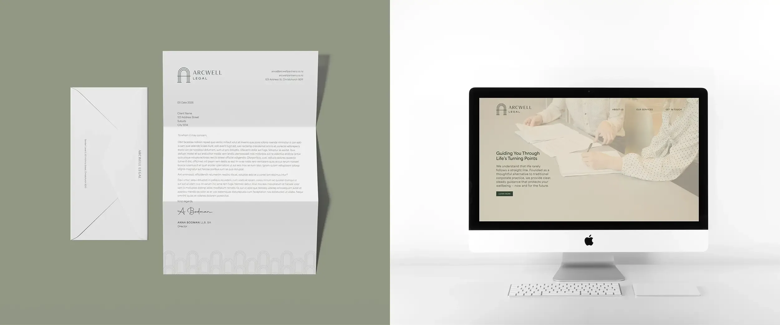 Arcwell Legal branding by Vanilla Hayes Ltd in Blenheim, New Zealand