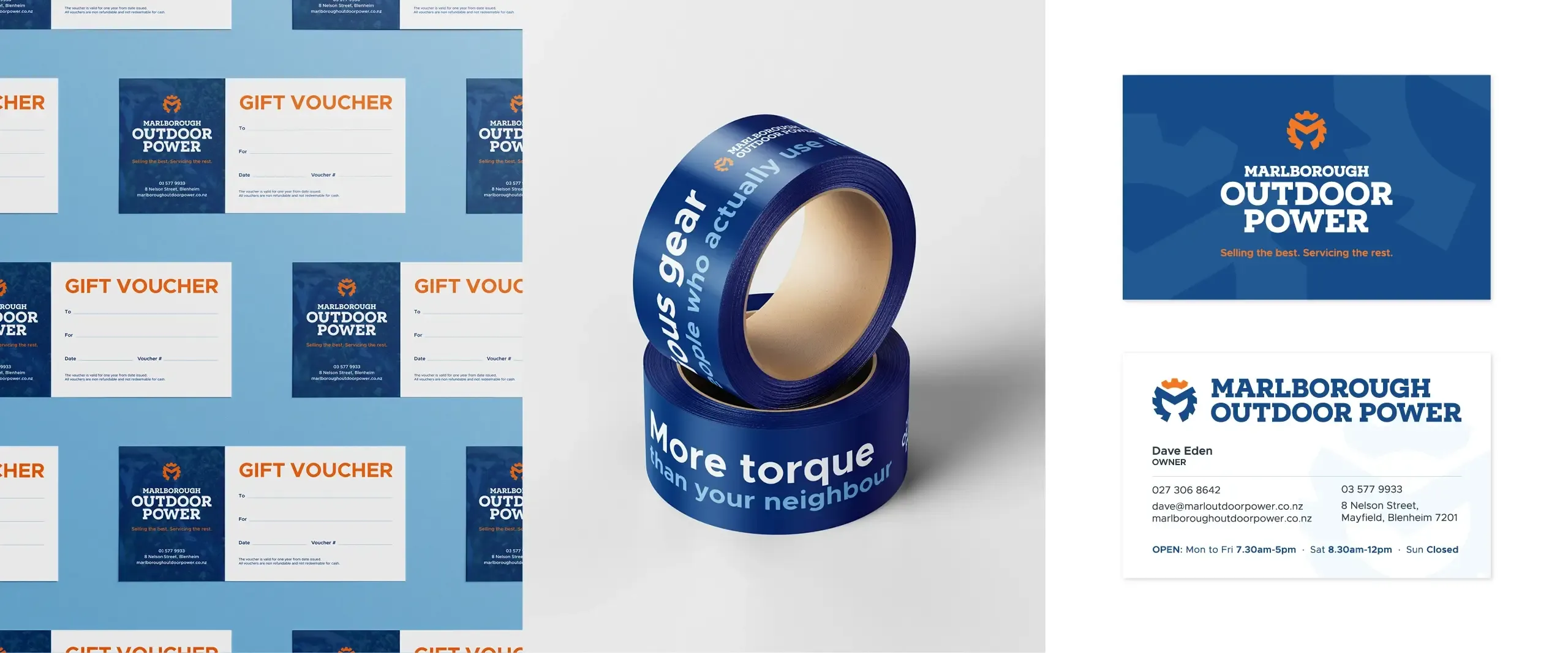 Marlborough Outdoor Power branding by Vanilla Hayes Ltd in Blenheim, New Zealand