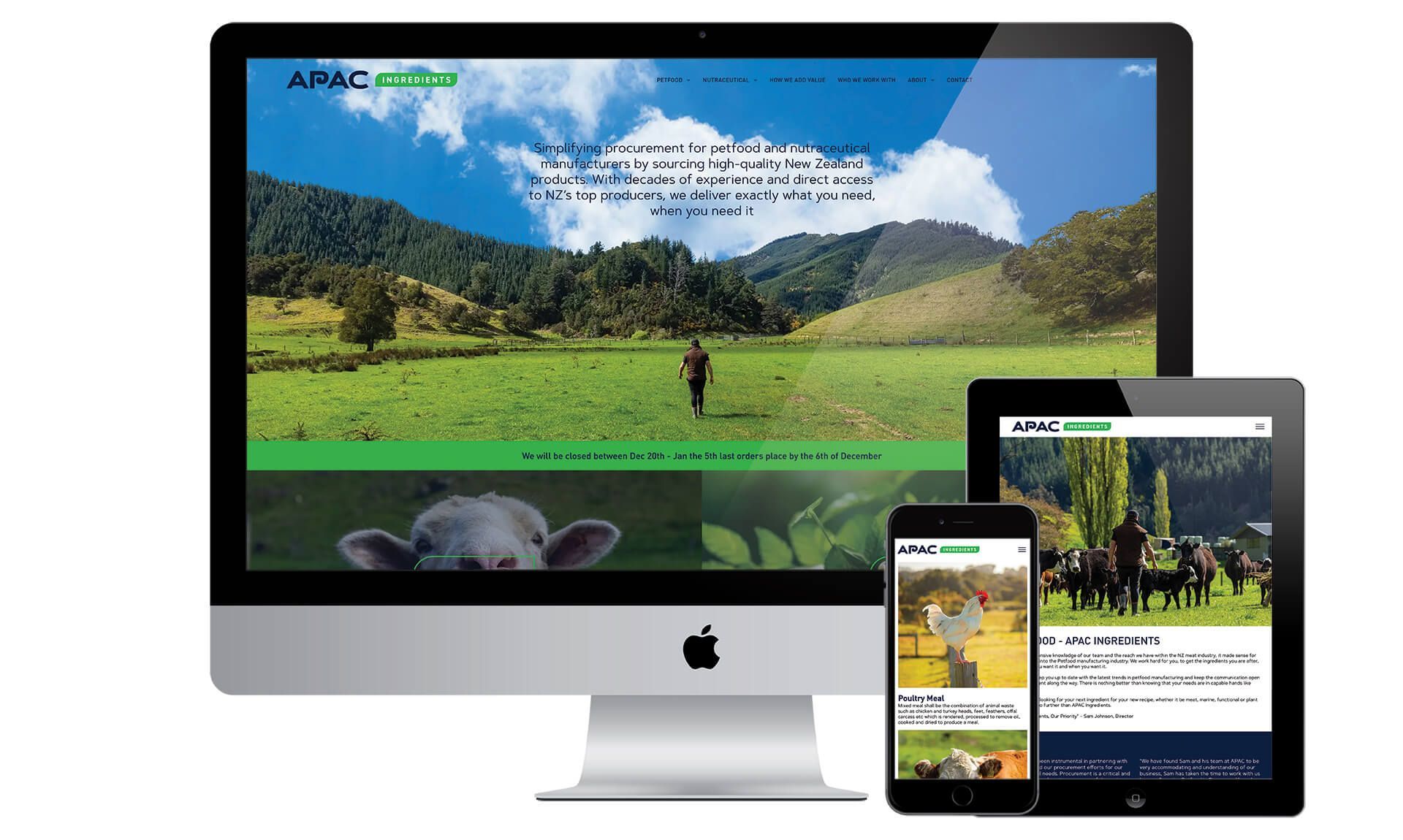 APAC Ingredients website designed by Vanilla Hayes - creative design studio in Blenheim, Marlborough, New Zealand