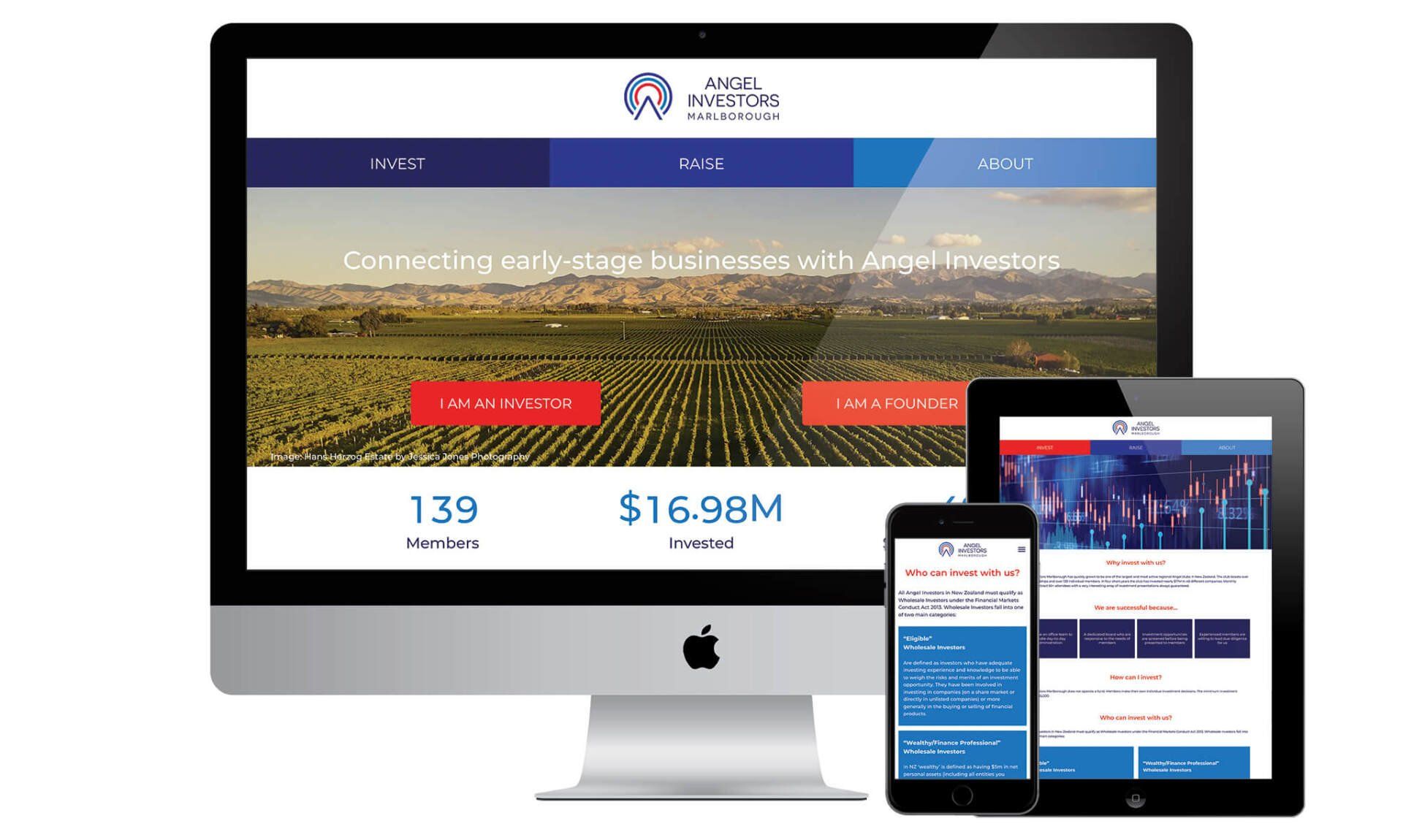 Angel Investors Marlborough website designed by Vanilla Hayes creative graphic design studio in Blenheim, Marlborough, New Zealand