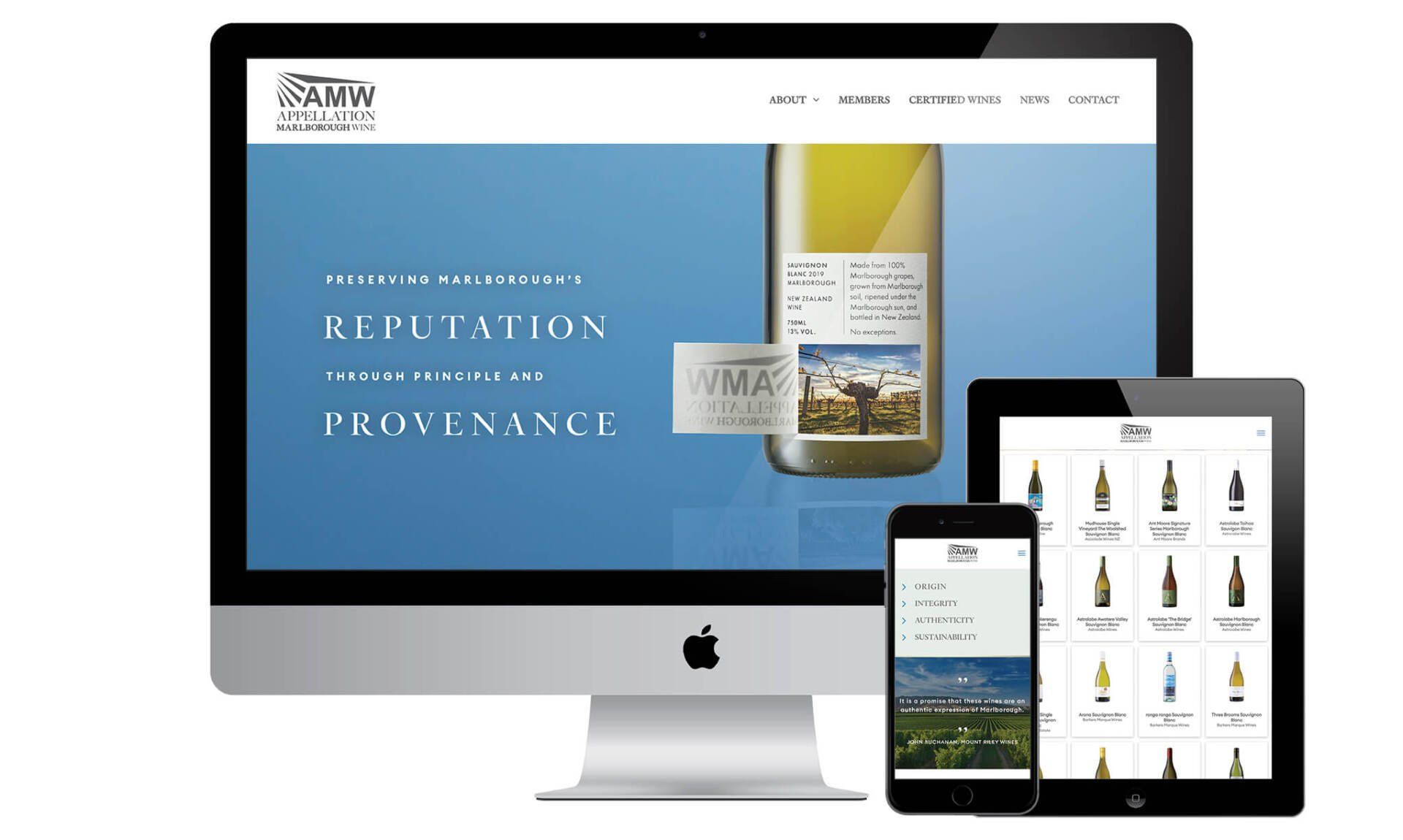 Appellation Marlborough Wines website designed by Vanilla Hayes creative graphic design studio in Blenheim, Marlborough, New Zealand