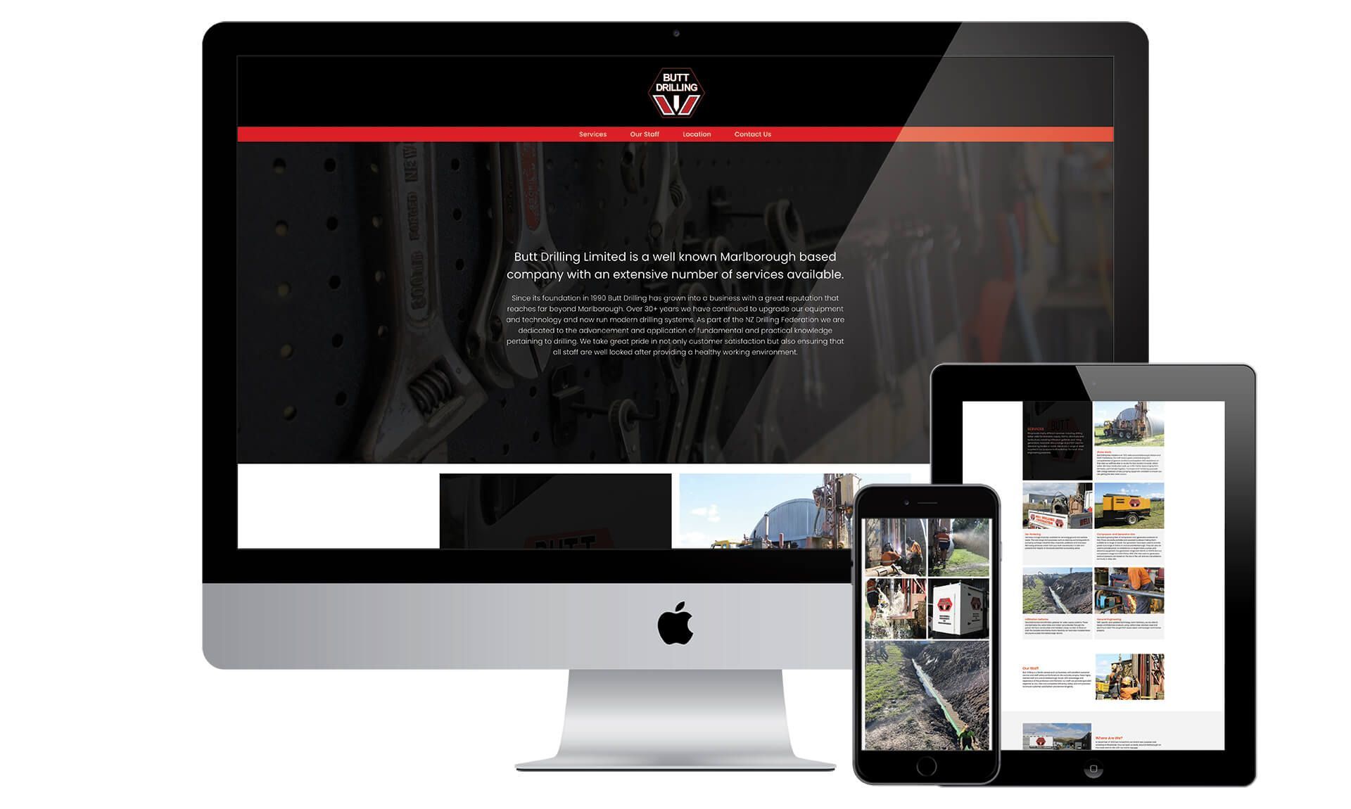 Butt Drilling Marlborough website designed by Vanilla Hayes creative graphic design studio in Blenheim, Marlborough, New Zealand