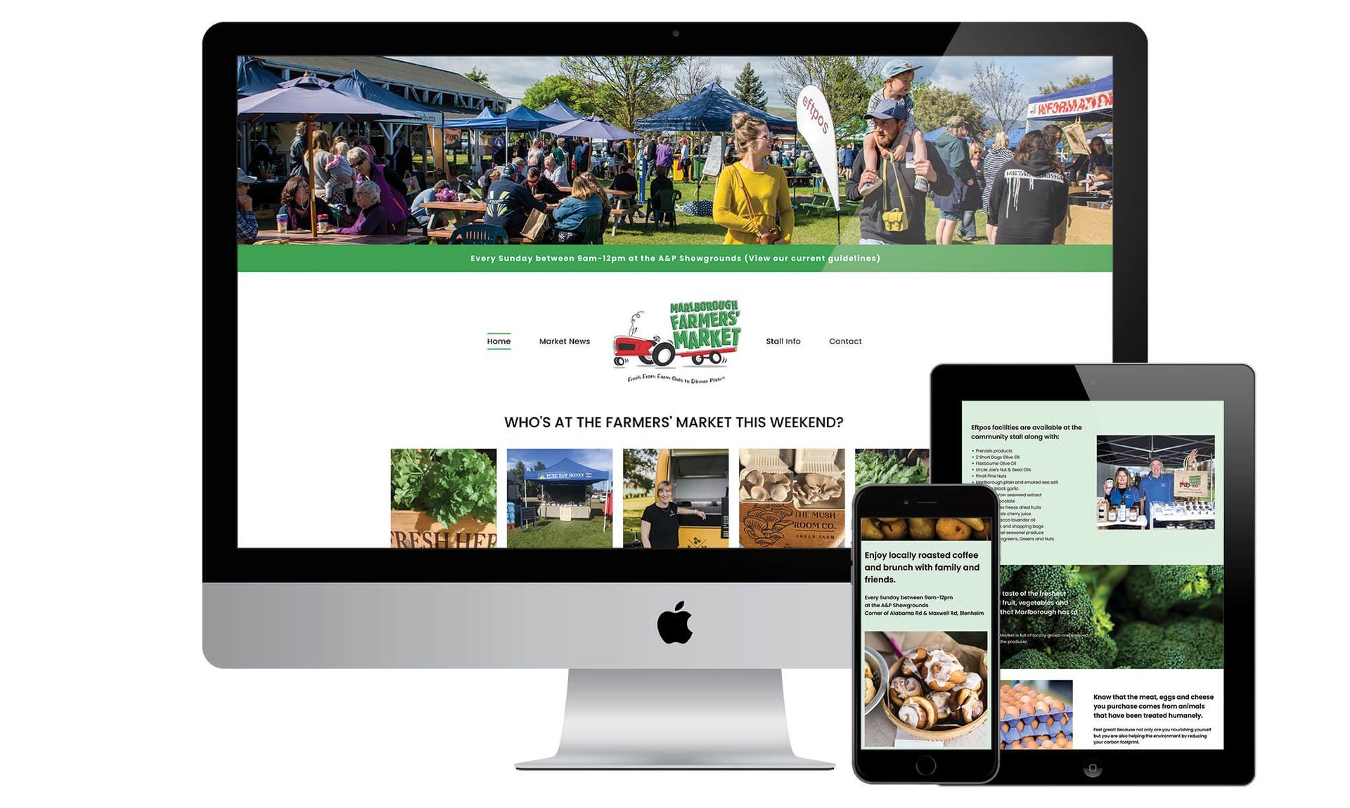 Marlborough Farmers Market website designed by Vanilla Hayes creative graphic design studio in Blenheim, Marlborough, New Zealand