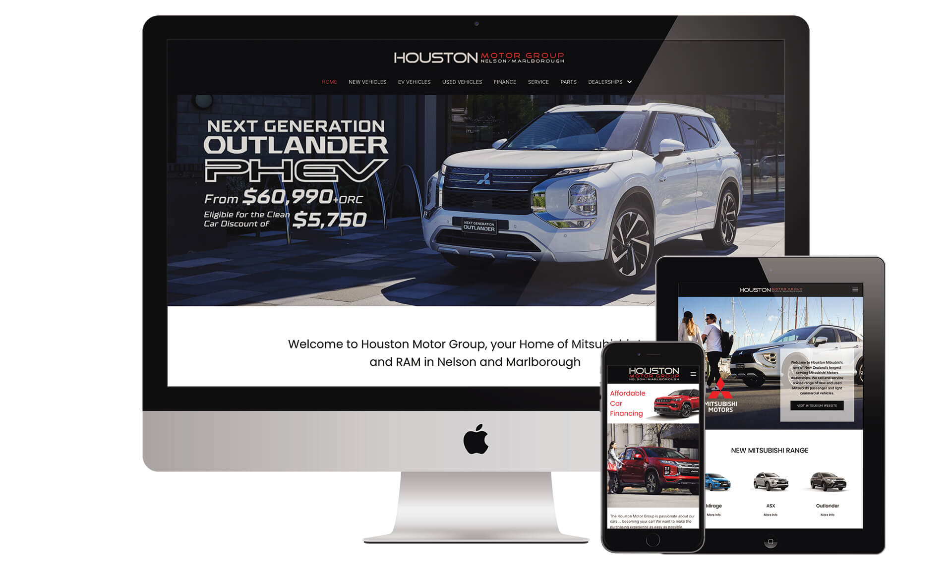 Houston Motor Group website designed by Vanilla Hayes creative graphic design studio in Blenheim, Marlborough, New Zealand