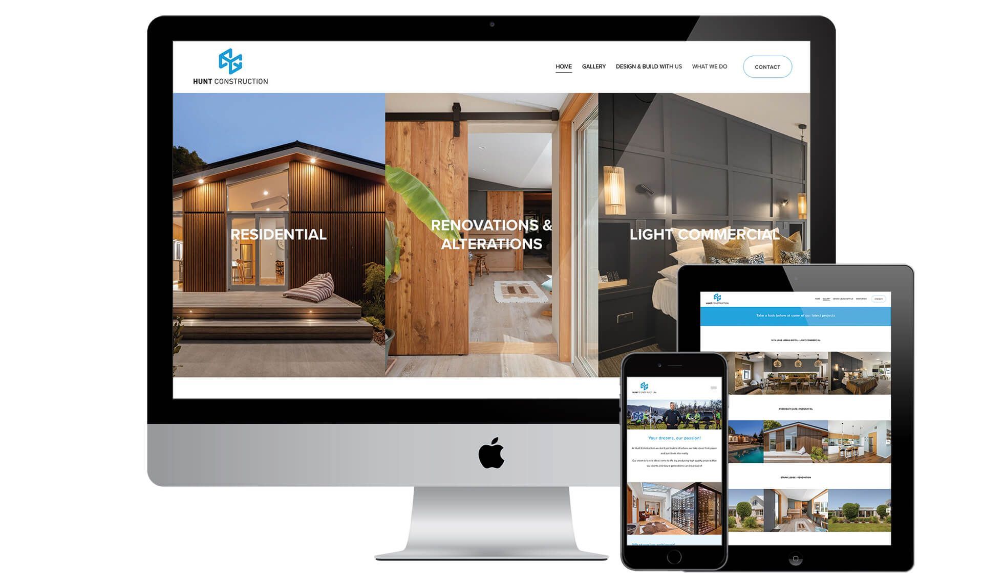 Hunt Construction website designed by Vanilla Hayes creative graphic design studio in Blenheim, Marlborough, New Zealand