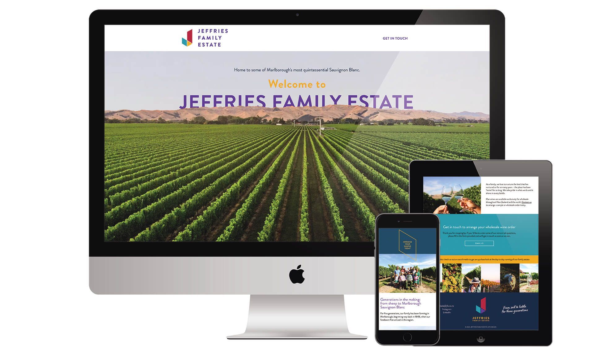 Jeffries Family Estate website designed by Vanilla Hayes creative design studio in Blenheim, Marlborough, New Zealand