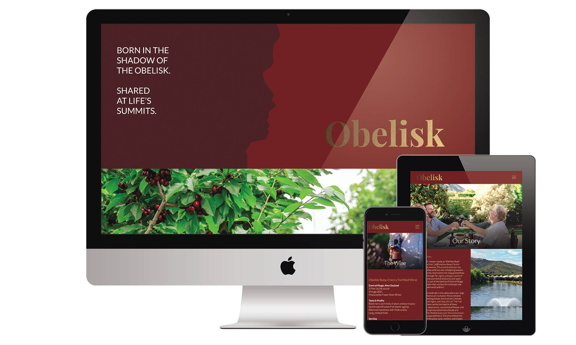Obelisk Fortified Cherry Wines website designed by Vanilla Hayes creative design studio in Blenheim, Marlborough, New Zealand