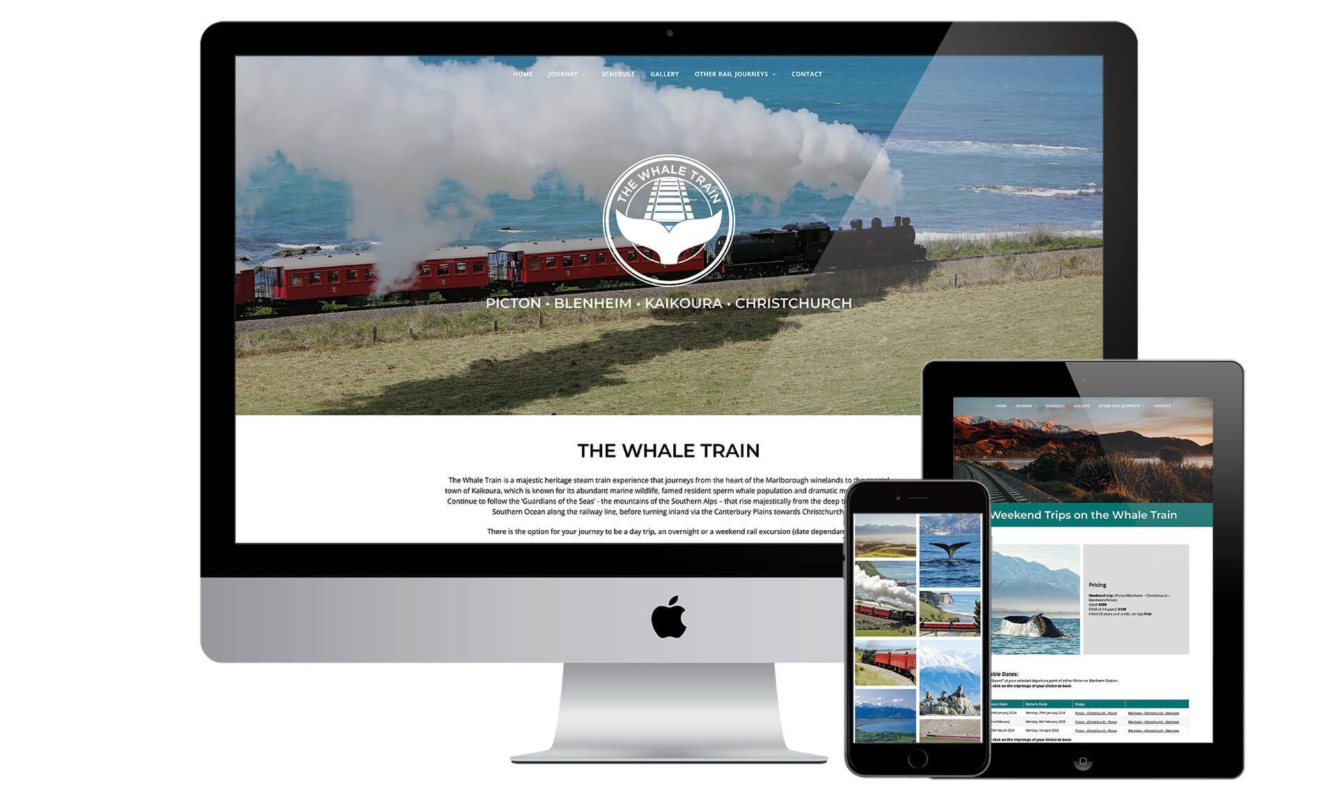 The Whale Train website designed by Vanilla Hayes creative graphic design studio in Blenheim, Marlborough, New Zealand