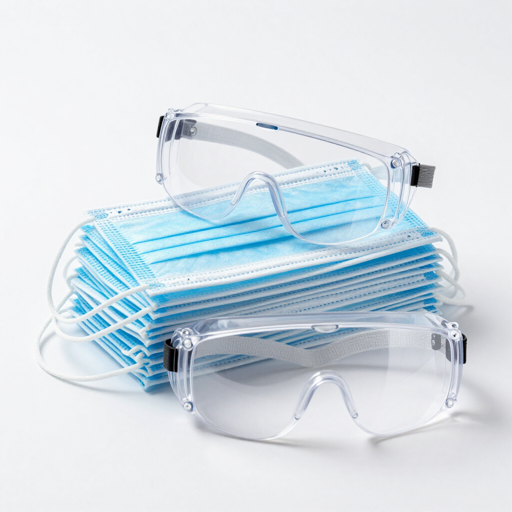 Mascarillas quirúrgicas y gafas de protección personal
