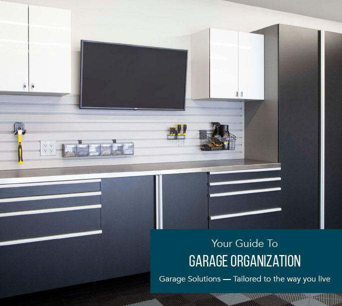A guide to garage organization with a picture of a garage