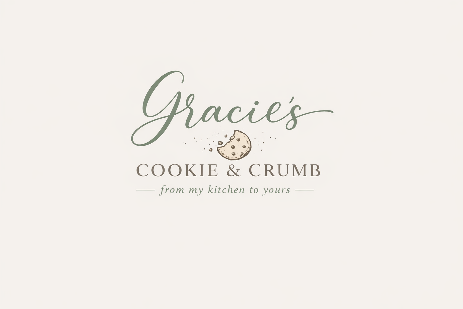 Gracie's Cookie & Crumb logo with script lettering, a cookie graphic, and text: 