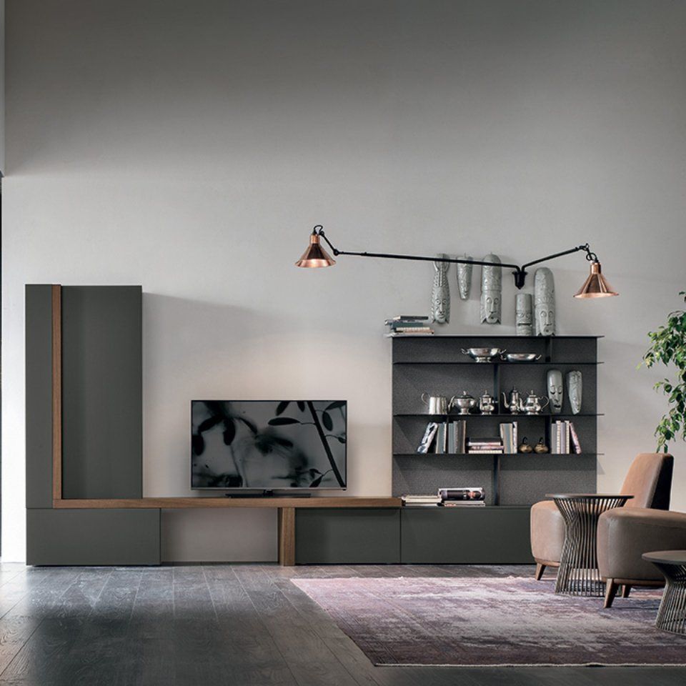 zona living con arredi sofisticati sul grigio
