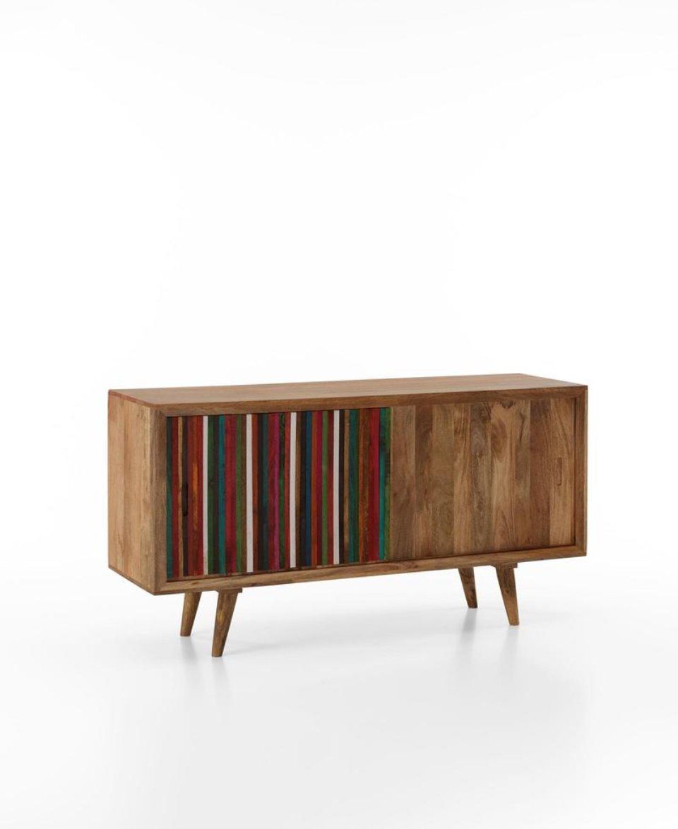 madia in legno con bande colorate