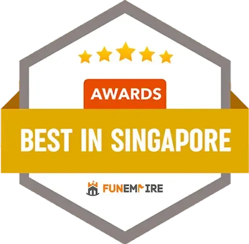 FunEmpire award badge reading “Best in Singapore” with gold stars and “Awards” label