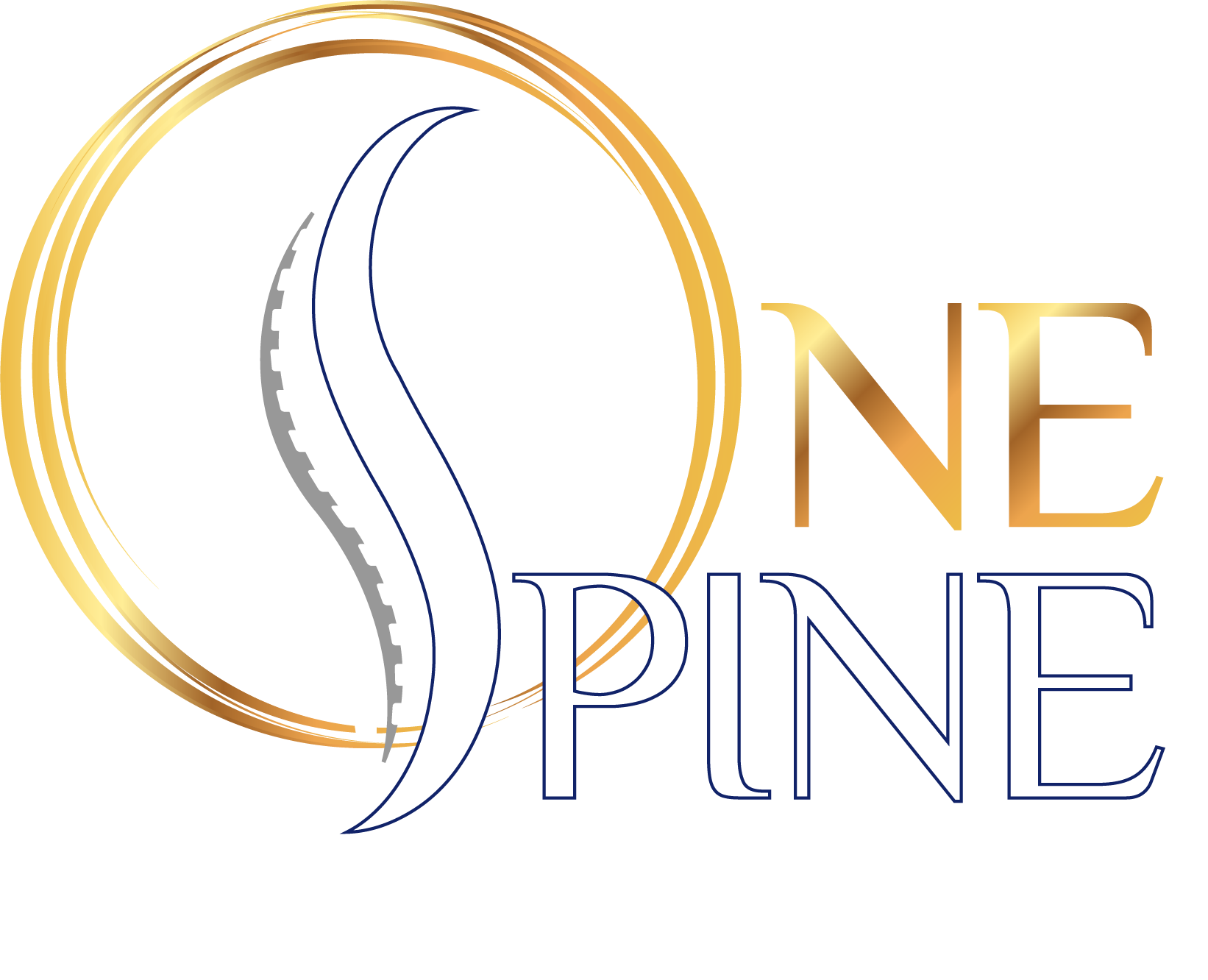 One Pine logo with gold ring and stylized pine tree line art on white background