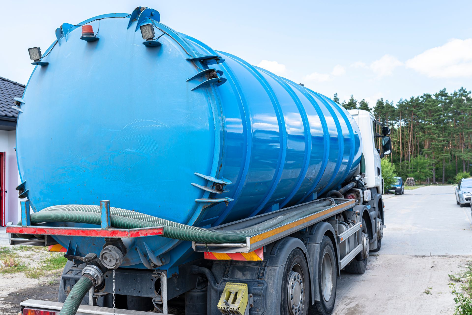 Professional septic service truck with large tank for septic pumping