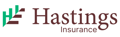 Hastings Insurance logo with green and maroon emblem and text