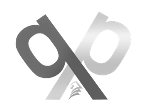 A lower case q and p crossed to look like a pair of scissors, with a few dollar bills in between.