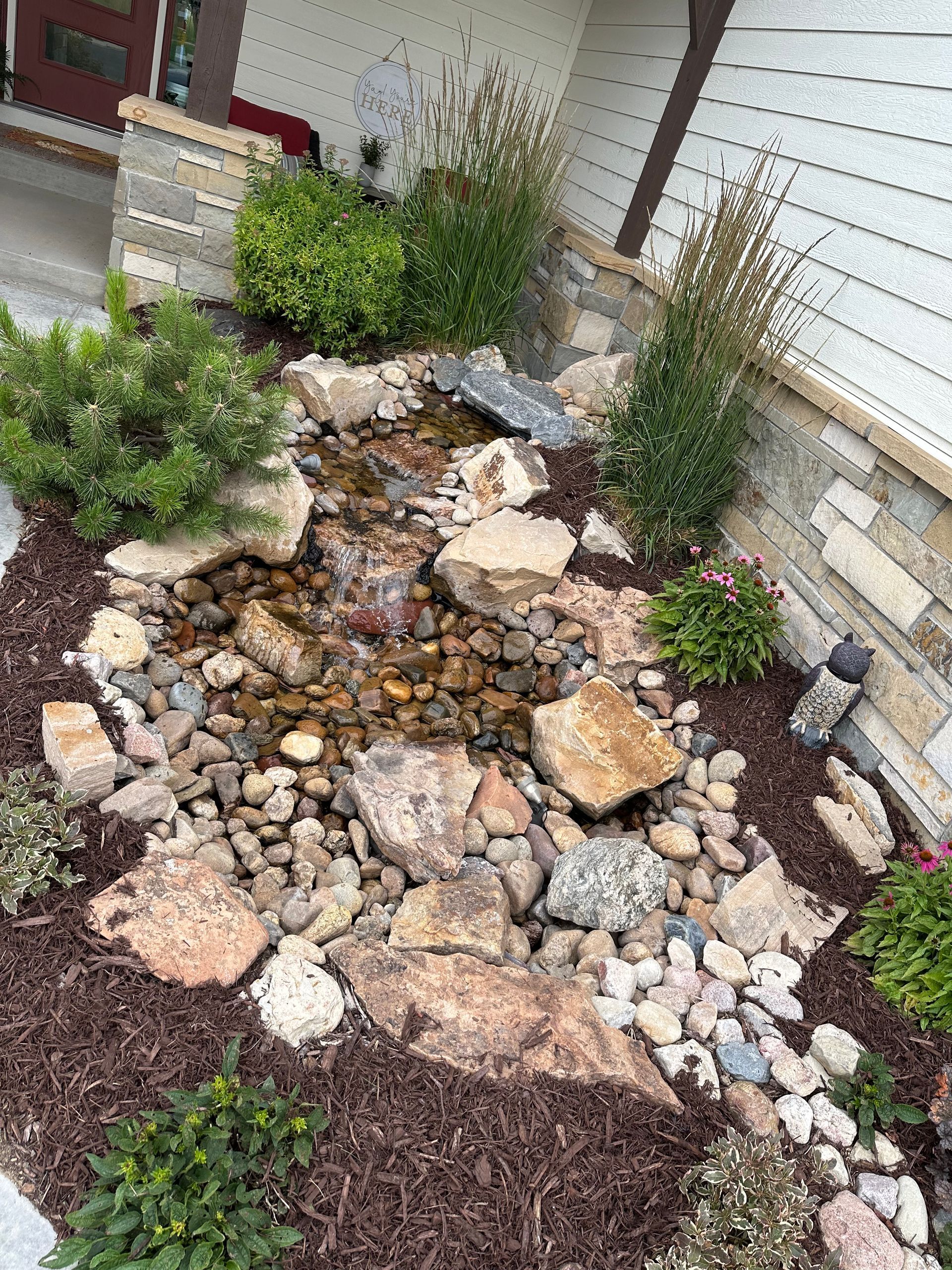 Fresh mulch and new planting beds