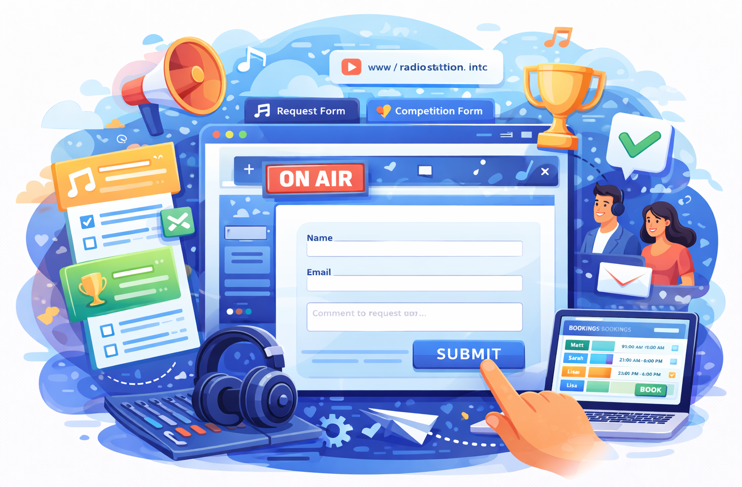 Custom Forms - Online radio broadcast graphic with