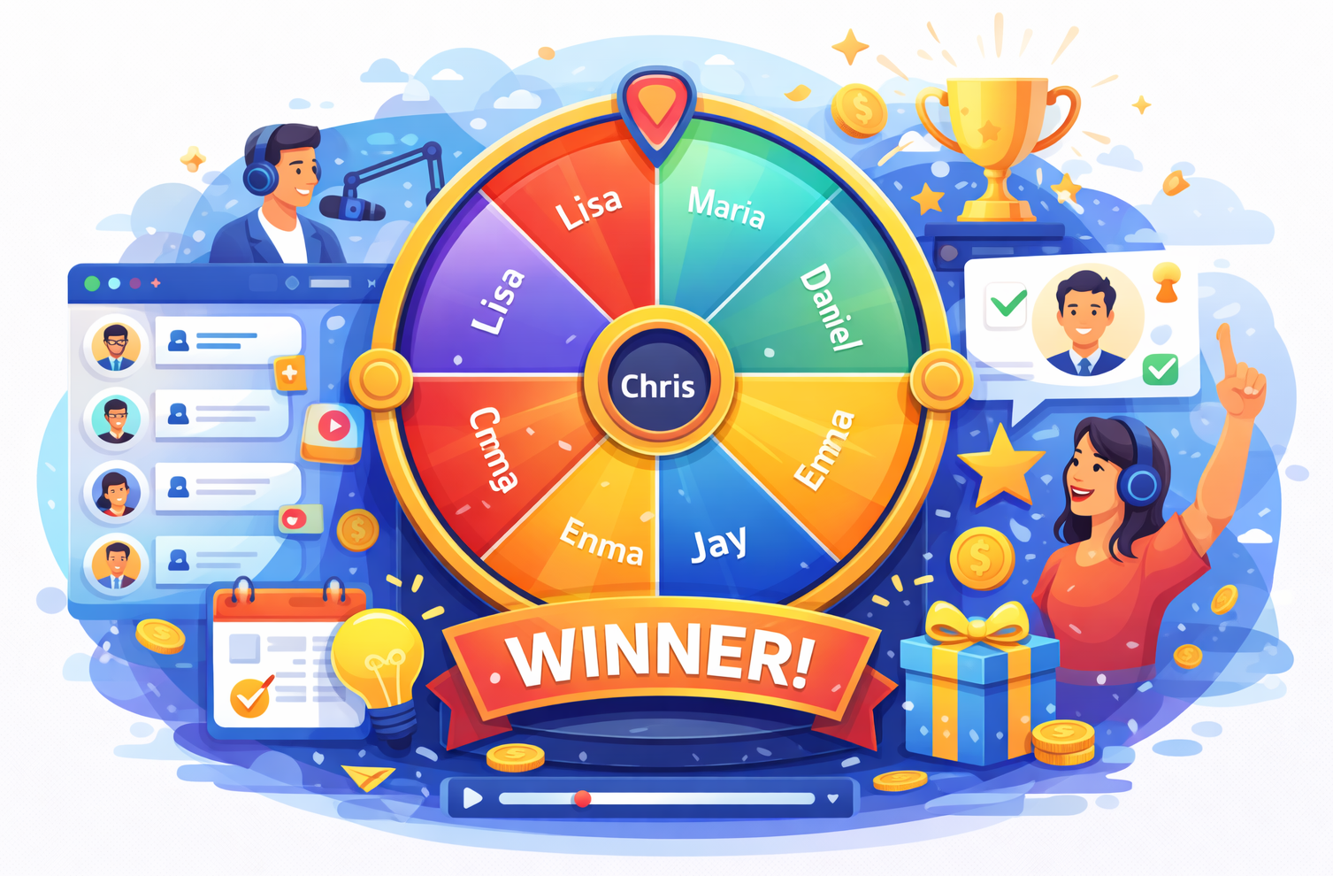 Contest Feature - A prize wheel with names, a