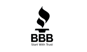 BBB logo: Torch icon above 