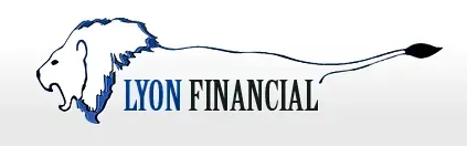 The logo for lyon financial shows a lion with a long tail The logo for lyon financial shows a lion with a long tail