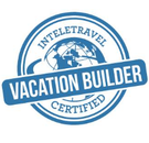 Inteletravel Vacation Builder certified logo in blue and white with globe icon