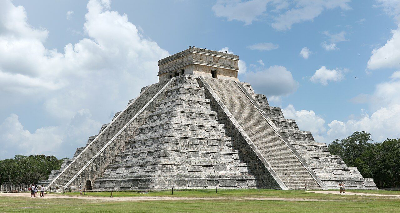 The ancient Mayan pyramid at Chichén Itzá, one of the New Seven Wonders of the World in Mexico.