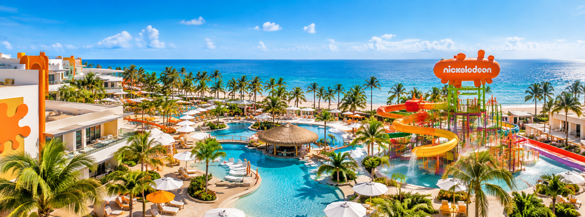 Jamaica Island Vibes Getaway featuring a tropical beachfront resort, turquoise Caribbean water, palm trees, and a resort pool.