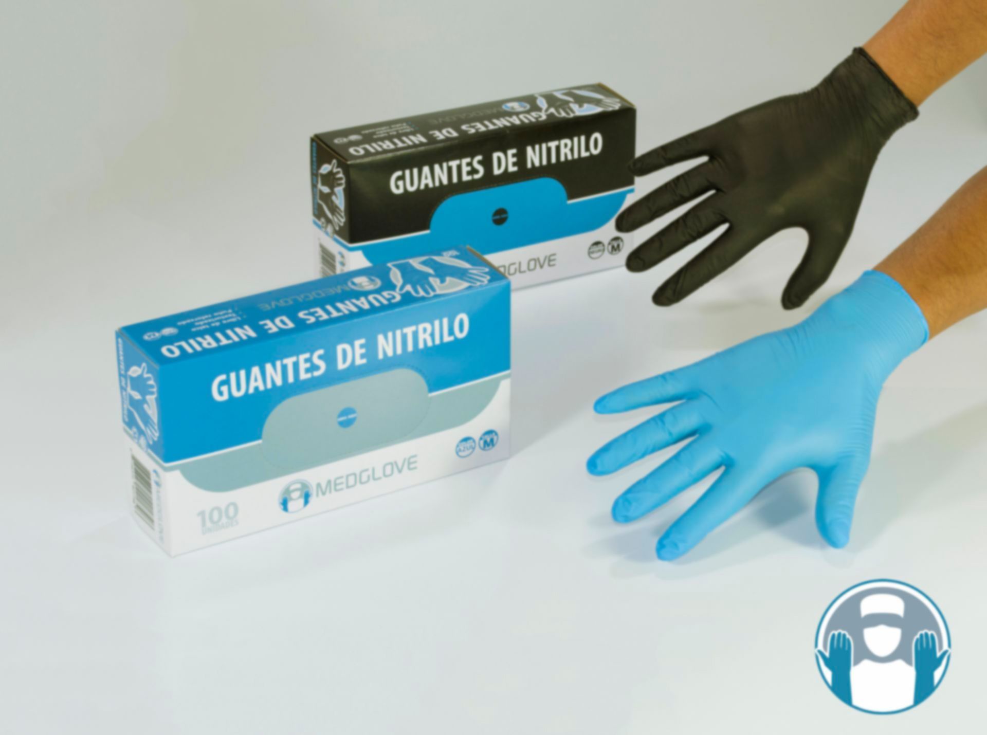 Guantes de nitrilo, negro y azul