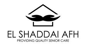 Logo for El Shaddai AFH, featuring a house shape with hands reaching upwards, with text