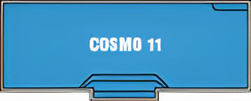 A blue box with the word cosmo 11 on it. — Steve Merrick Family Swimming Pools in Failford, NSW