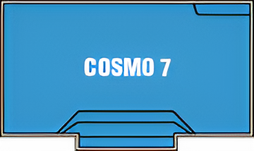 A blue box with the word cosmo 7 on it. — Steve Merrick Family Swimming Pools in Failford, NSW