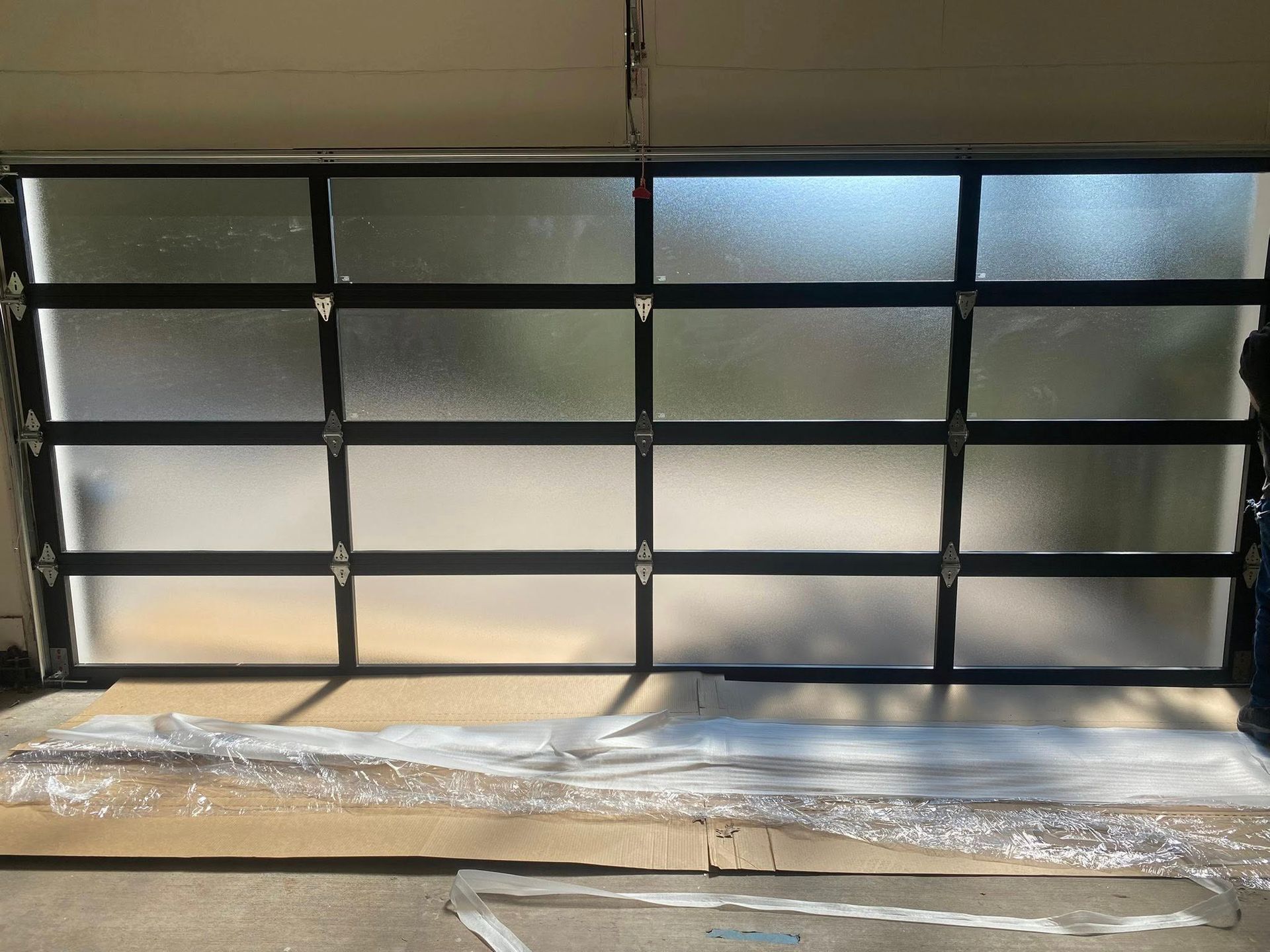 frosted glass panel garage door