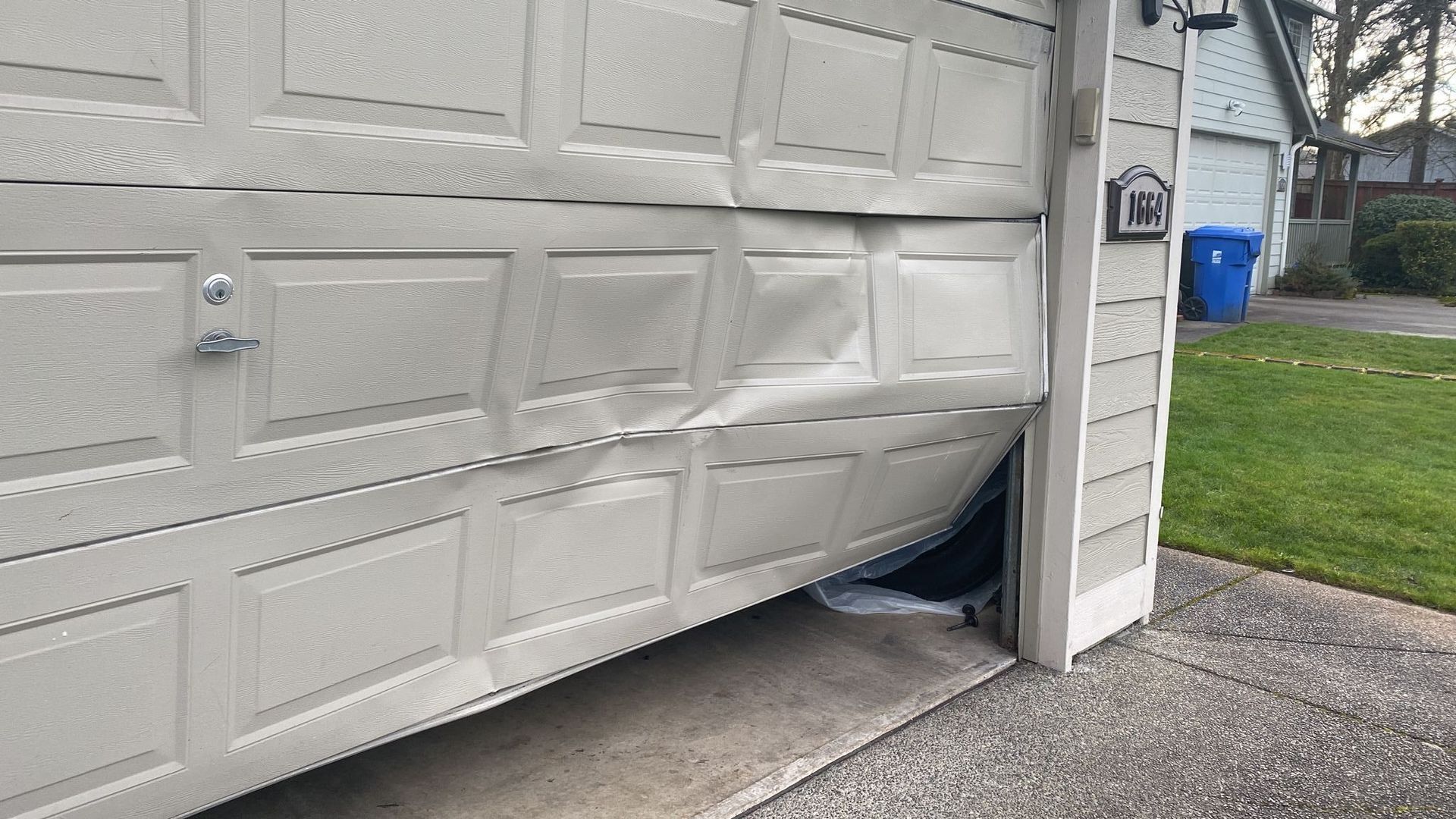 damaged garage door