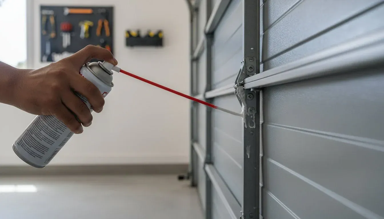 lubricating a garage door hinge