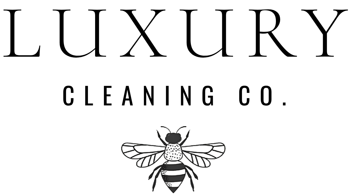 Luxury Cleaning Co. logo with a bee illustration on a white background