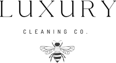 Luxury Cleaning Co. logo with a bee illustration on a white background