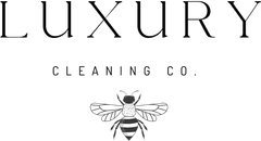 Luxury Cleaning Co. logo with a bee illustration on a white background