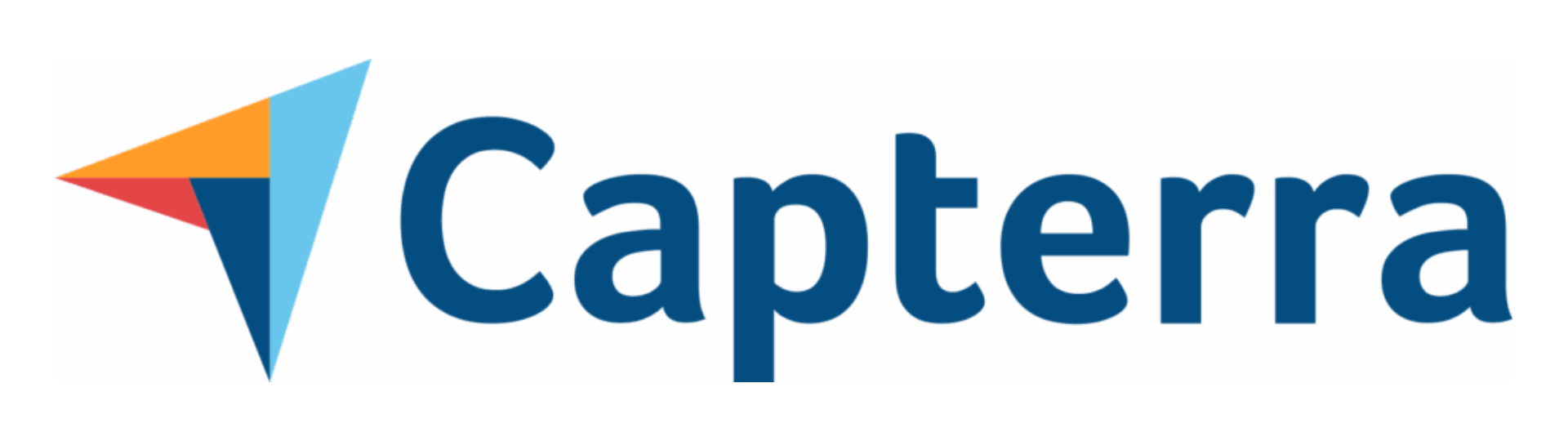 Capterra logo with blue text and a multicolor triangular icon on a white background