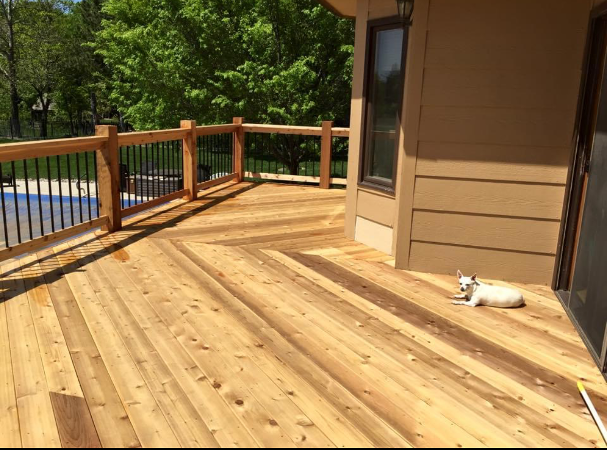Close up shot of a deck made with lumber. 