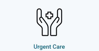 Hands holding a medical cross icon with “Urgent Care” text below