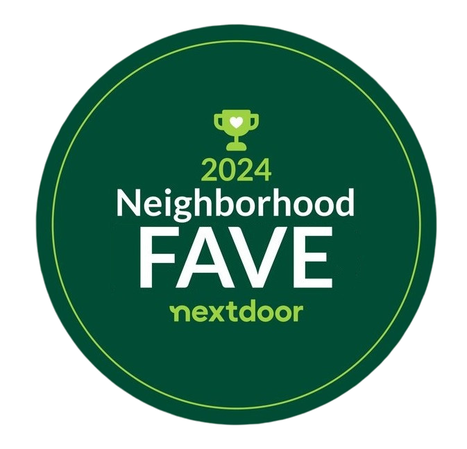 A dark green circular badge with a trophy icon, reading 