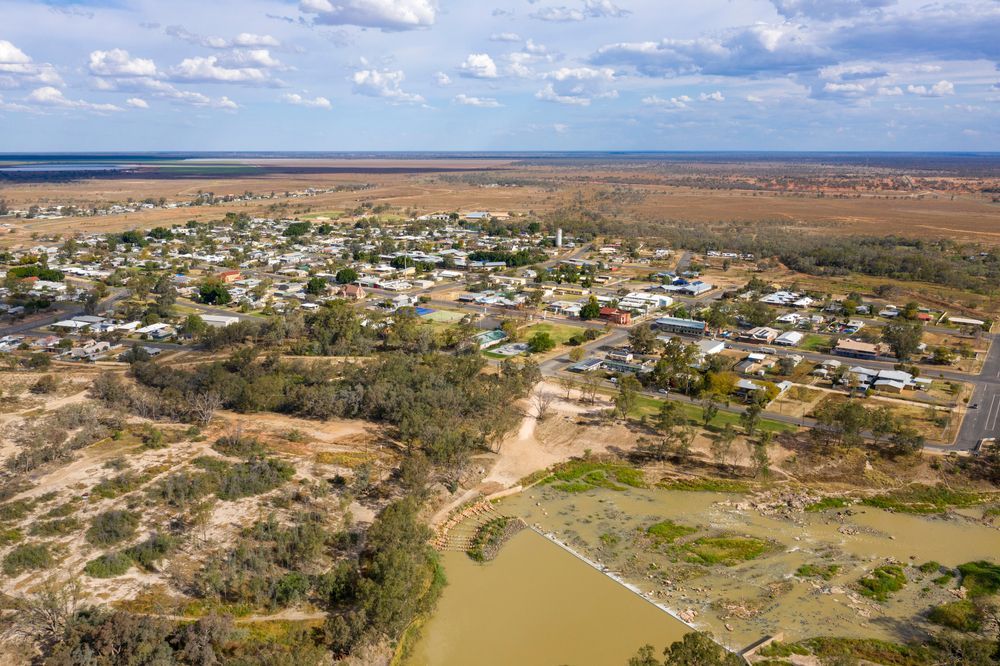 Aerial View of A Small Town in A Dry, Rural Landscape — Denise's Flower Studio In Coonamble, NSW