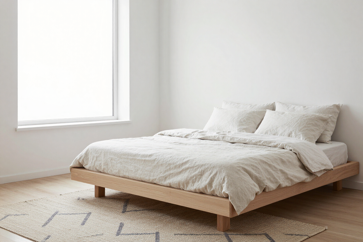 Serene Nordic bedroom with platform bed
